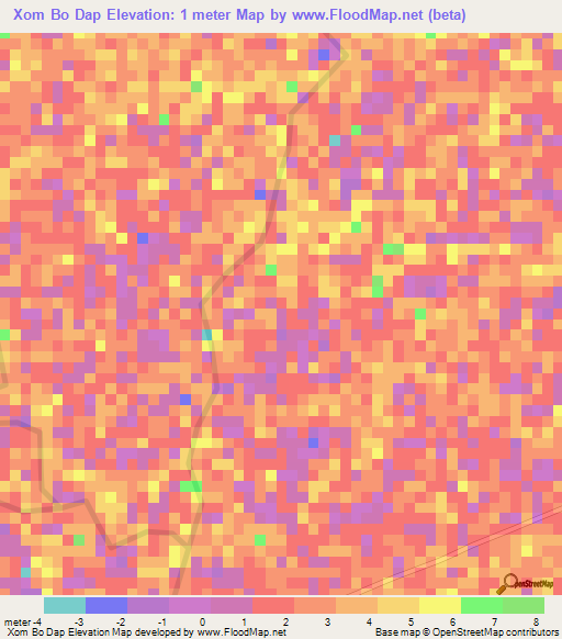 Xom Bo Dap,Vietnam Elevation Map