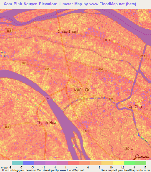 Xom Binh Nguyen,Vietnam Elevation Map