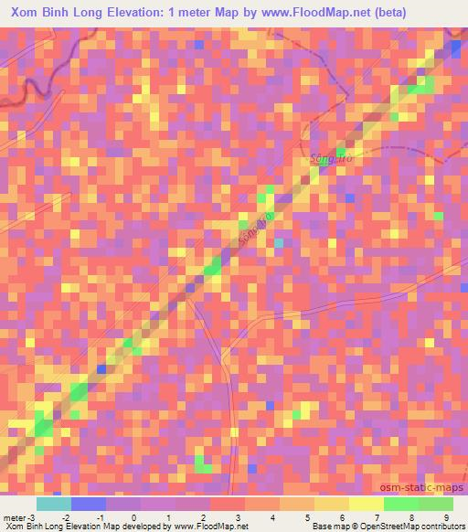 Xom Binh Long,Vietnam Elevation Map