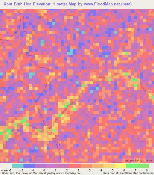 Xom Binh Hoa,Vietnam Elevation Map