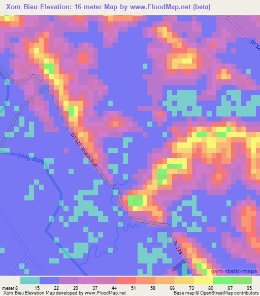 Xom Bieu,Vietnam Elevation Map