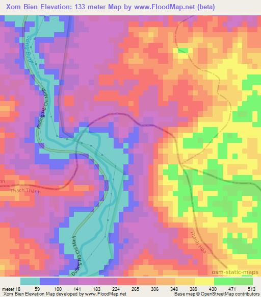 Xom Bien,Vietnam Elevation Map