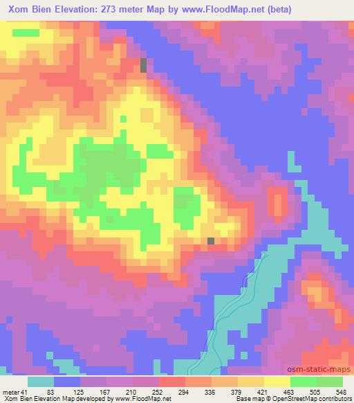 Xom Bien,Vietnam Elevation Map