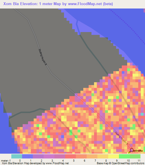 Xom Bia,Vietnam Elevation Map