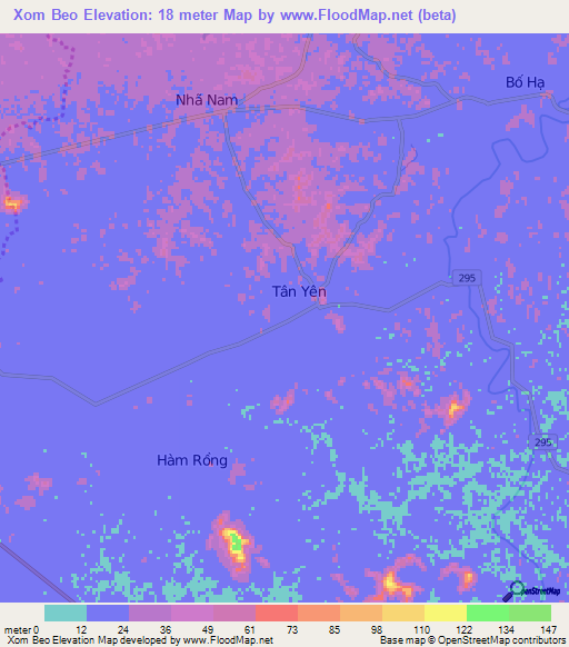 Xom Beo,Vietnam Elevation Map