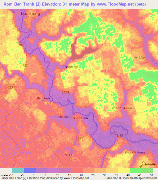 Xom Ben Tranh (2),Vietnam Elevation Map