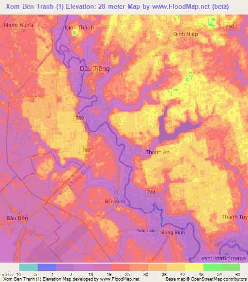 Xom Ben Tranh (1),Vietnam Elevation Map