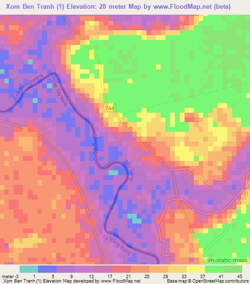 Xom Ben Tranh (1),Vietnam Elevation Map