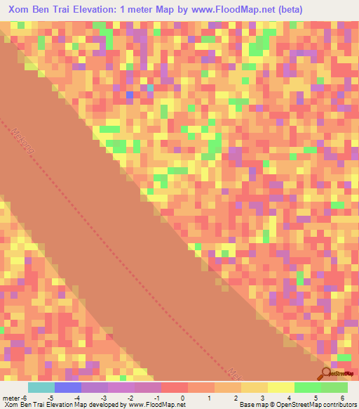 Xom Ben Trai,Vietnam Elevation Map