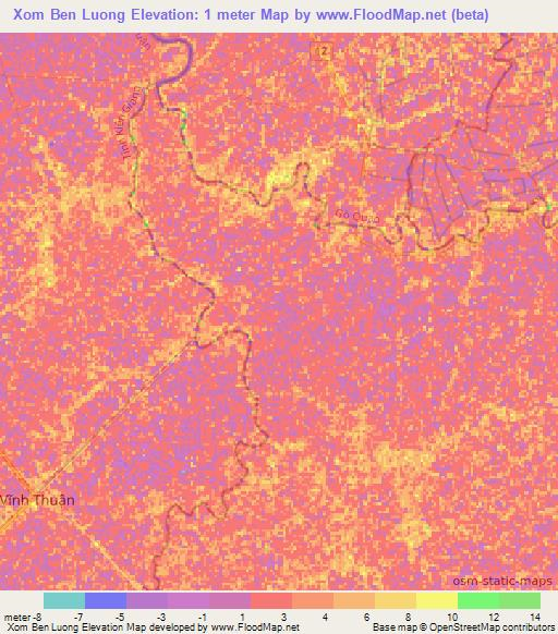 Xom Ben Luong,Vietnam Elevation Map