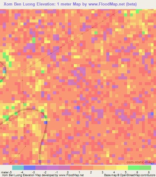 Xom Ben Luong,Vietnam Elevation Map