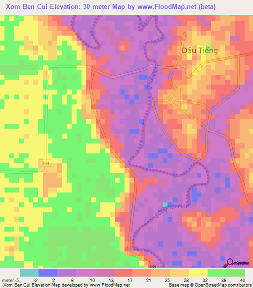 Xom Ben Cui,Vietnam Elevation Map