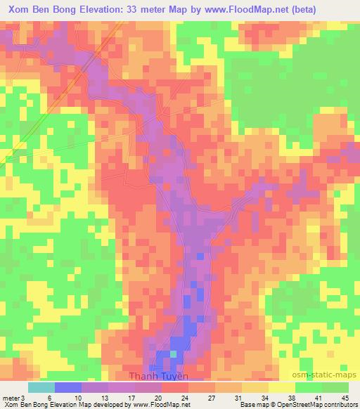 Xom Ben Bong,Vietnam Elevation Map