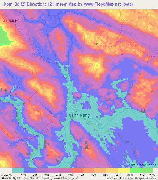 Xom Ba (2),Vietnam Elevation Map