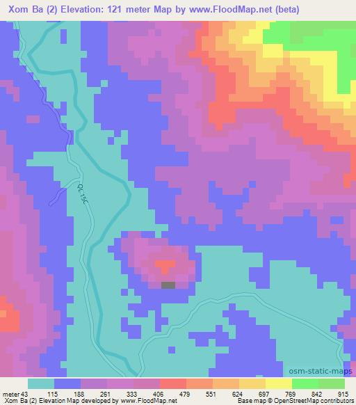 Xom Ba (2),Vietnam Elevation Map