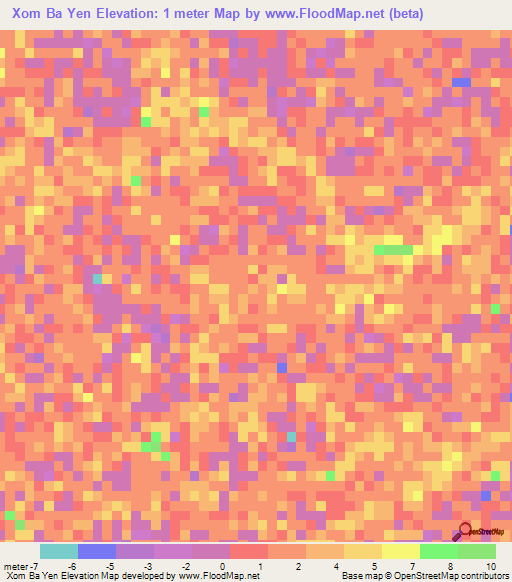 Xom Ba Yen,Vietnam Elevation Map