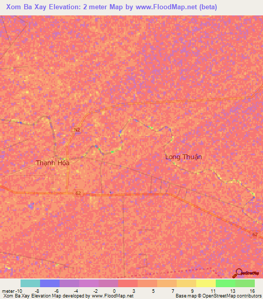 Xom Ba Xay,Vietnam Elevation Map