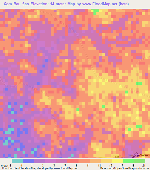 Xom Bau Sao,Vietnam Elevation Map