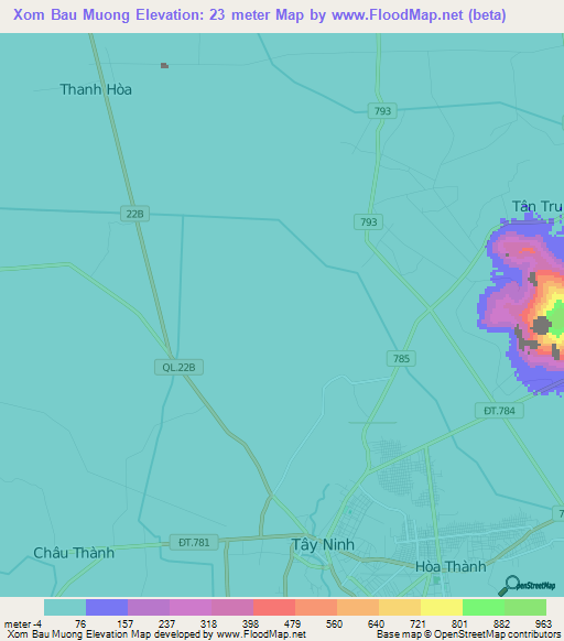 Xom Bau Muong,Vietnam Elevation Map