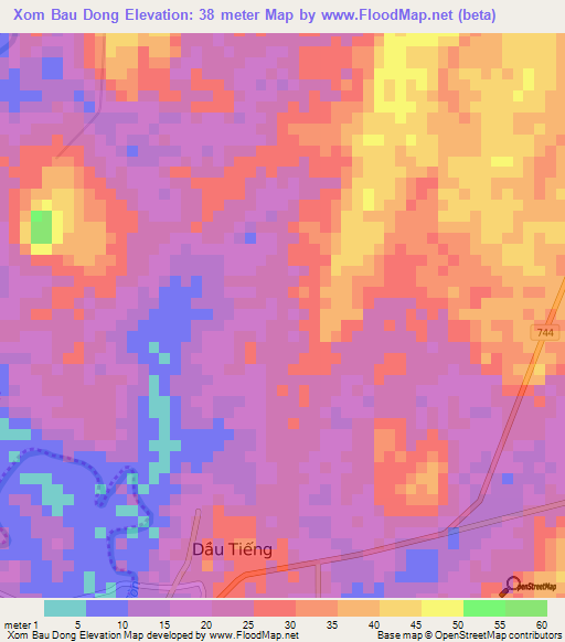 Xom Bau Dong,Vietnam Elevation Map