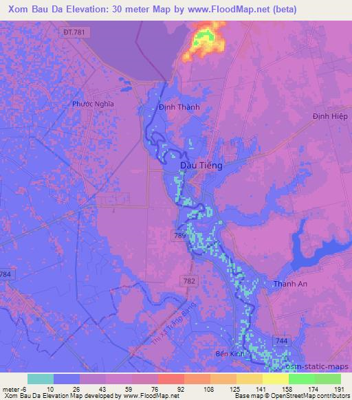 Xom Bau Da,Vietnam Elevation Map