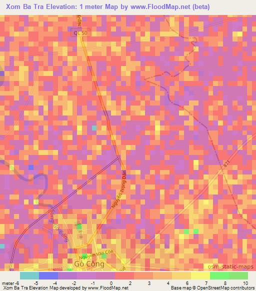 Xom Ba Tra,Vietnam Elevation Map