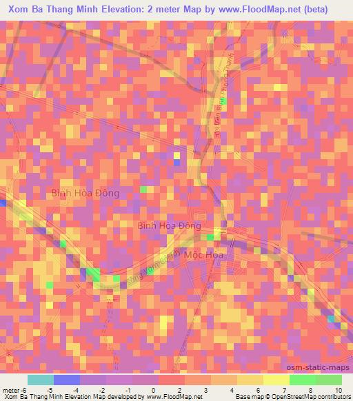 Xom Ba Thang Minh,Vietnam Elevation Map