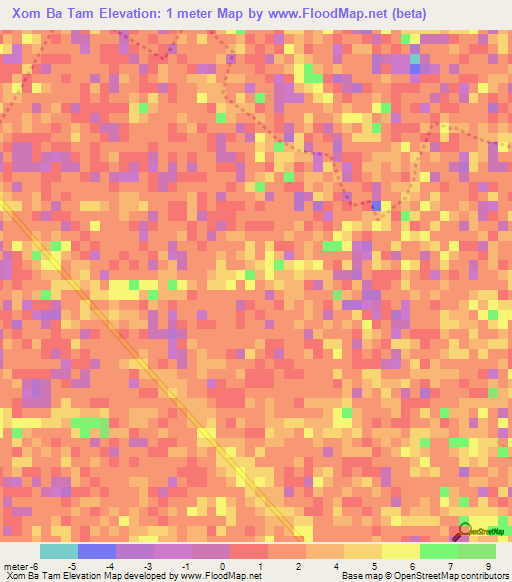 Xom Ba Tam,Vietnam Elevation Map