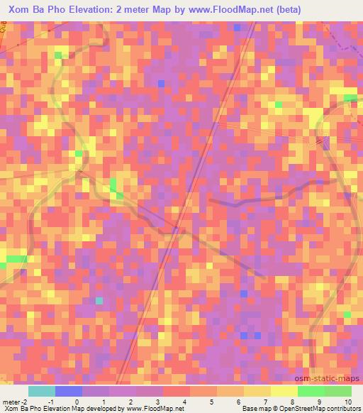 Xom Ba Pho,Vietnam Elevation Map