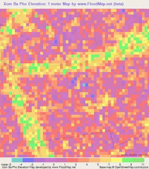 Xom Ba Pho,Vietnam Elevation Map