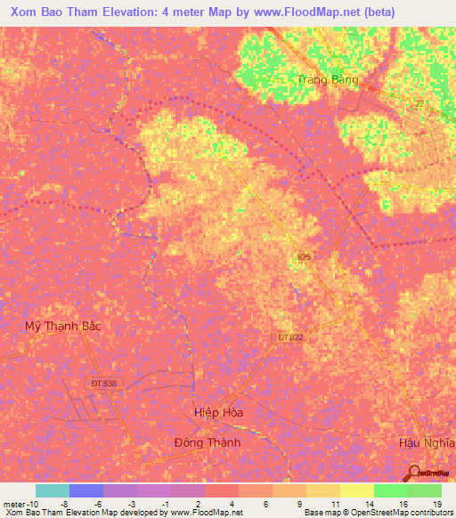 Xom Bao Tham,Vietnam Elevation Map