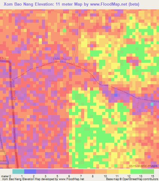 Xom Bao Nang,Vietnam Elevation Map