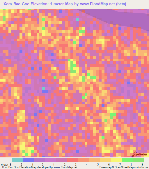 Xom Bao Goc,Vietnam Elevation Map