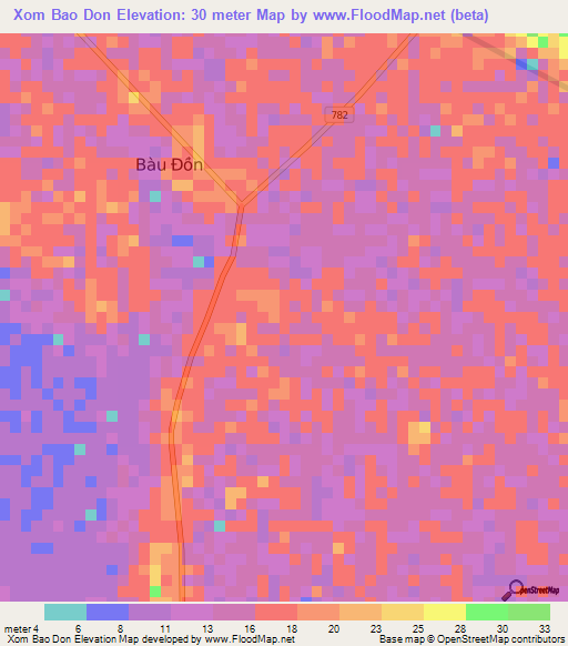 Xom Bao Don,Vietnam Elevation Map