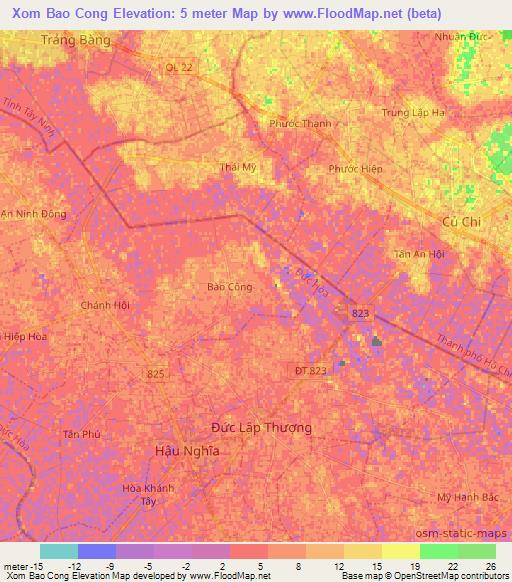 Xom Bao Cong,Vietnam Elevation Map