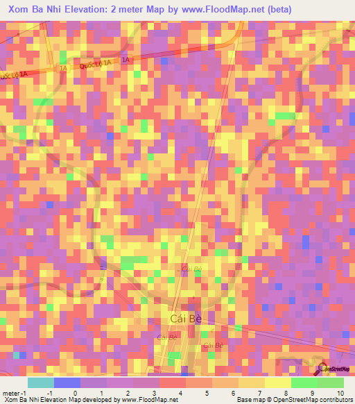 Xom Ba Nhi,Vietnam Elevation Map