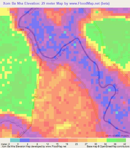 Xom Ba Nha,Vietnam Elevation Map