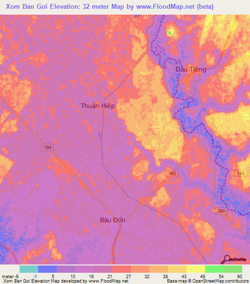 Xom Ban Goi,Vietnam Elevation Map