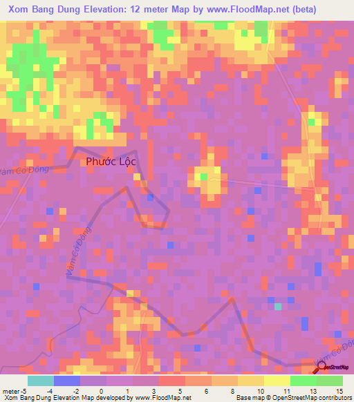 Xom Bang Dung,Vietnam Elevation Map