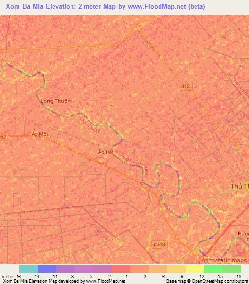 Xom Ba Mia,Vietnam Elevation Map