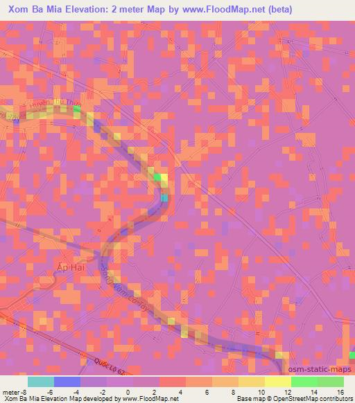 Xom Ba Mia,Vietnam Elevation Map