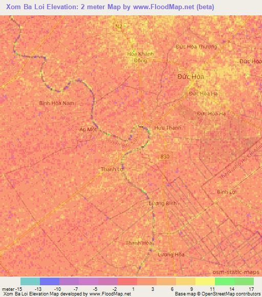 Xom Ba Loi,Vietnam Elevation Map