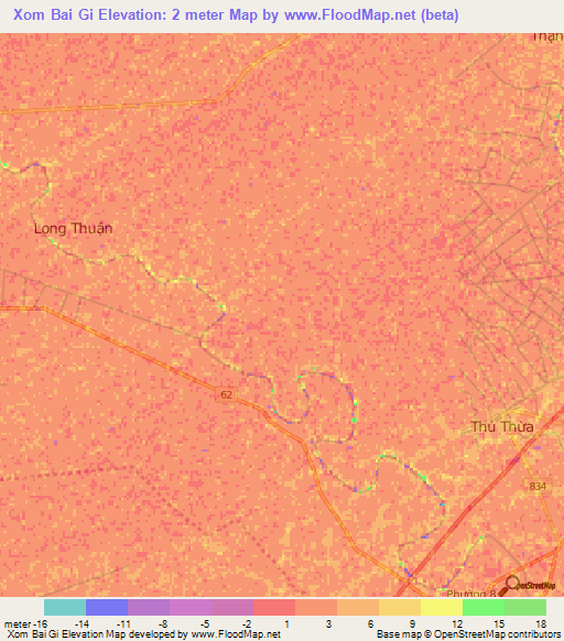 Xom Bai Gi,Vietnam Elevation Map