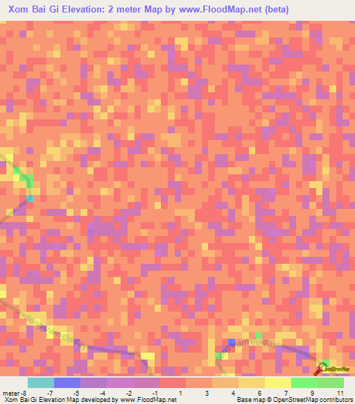 Xom Bai Gi,Vietnam Elevation Map