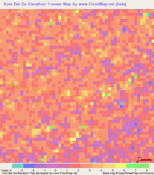 Xom Bai Da,Vietnam Elevation Map