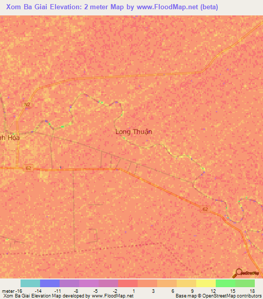 Xom Ba Giai,Vietnam Elevation Map