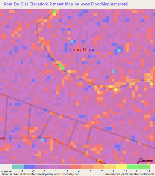 Xom Ba Giai,Vietnam Elevation Map