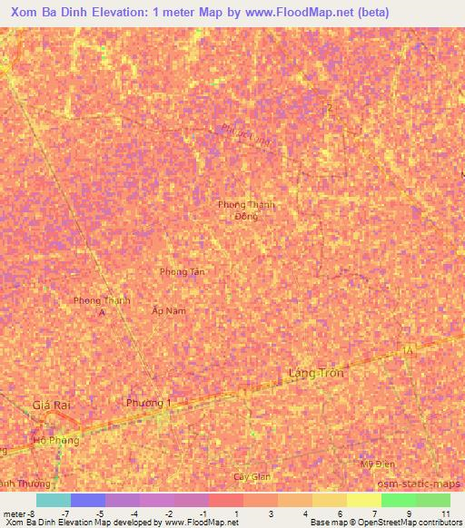 Xom Ba Dinh,Vietnam Elevation Map