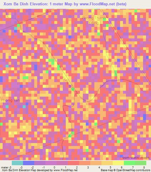 Xom Ba Dinh,Vietnam Elevation Map