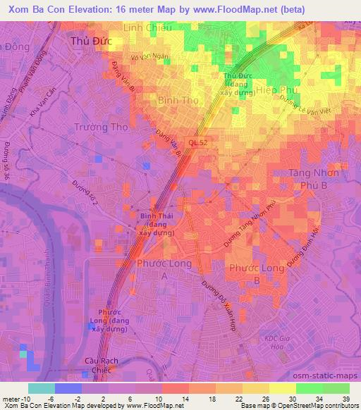 Xom Ba Con,Vietnam Elevation Map